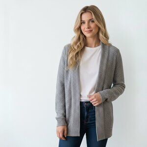 Abercrombie & Fitch Women Cardigan Wool Blend Oversized Long Open Gray w/Pocket